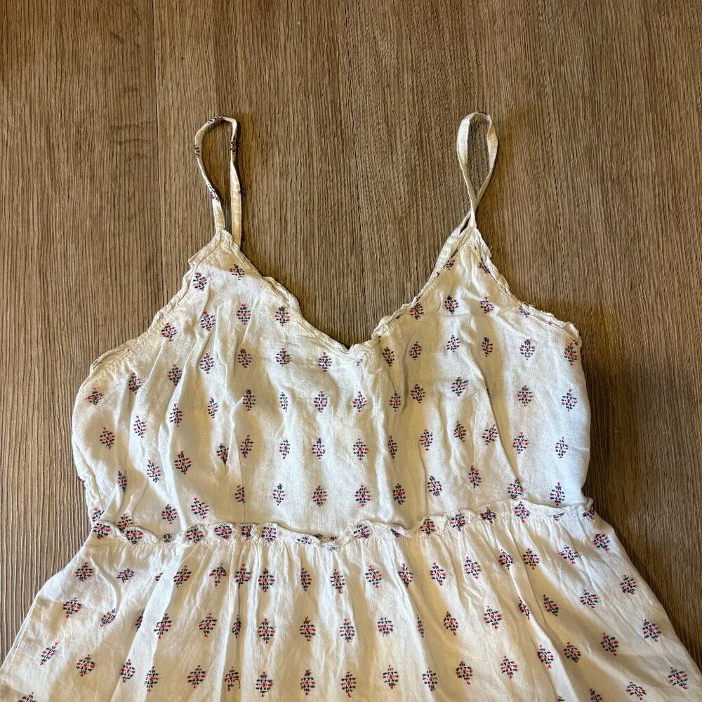 SIM & SAM Boho Midi Dress - White with Geometric Print - Size L - Picture 4 of 6